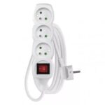 Przedłużacz 3 m 3 gniazda z wyłącznikiem biały